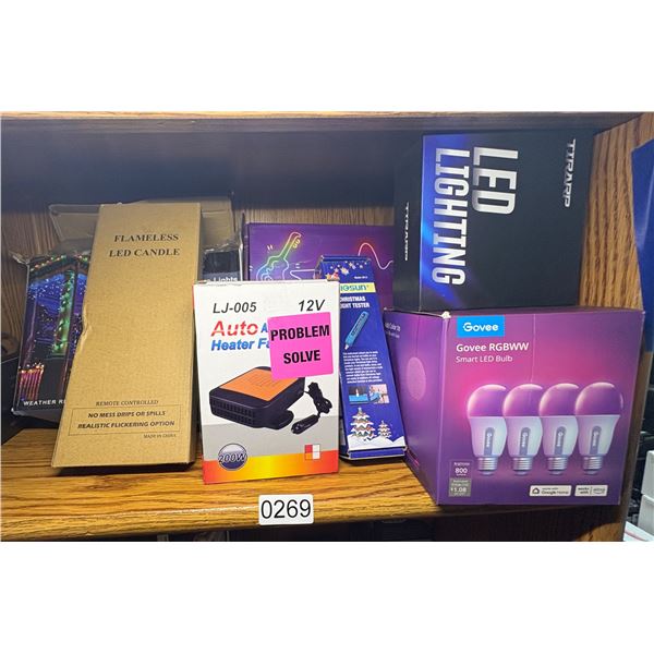 LARGE GROUP OF SOATED LIGHTS - FLAMENESS LED CANDELS /  GOVEE RGB WW LED SMART BULB/ LED LIGHTS/ AUT