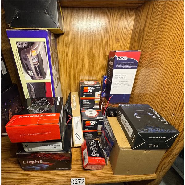 LARGE GROUP OF SOATED AUTOMOTIVE PARTS - MICO TIME/ BLENDD DOOR ACTUATER/ FILTERS/ CAM SHAFT POSITIO