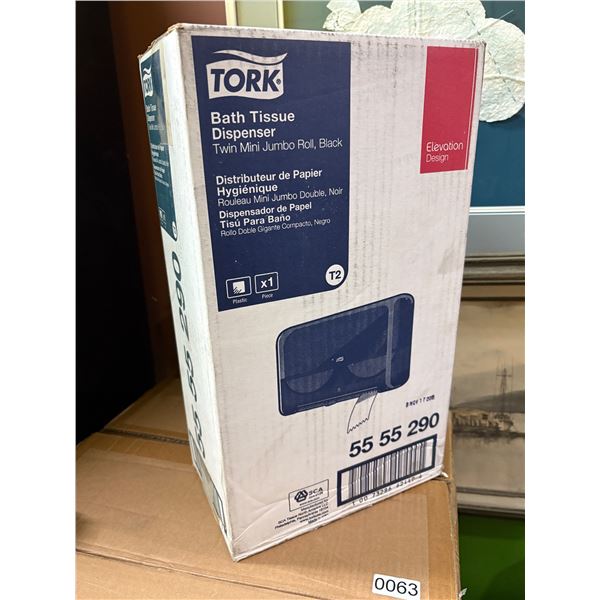 NEW TORK BATH TISSUE DISPENSER TWIN MINI JUMBO ROLL, BLACK