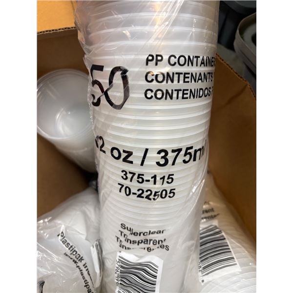 BOX FULL OF PLASTIPAK PAG DISPOSABLE CONTAINERS 375 ML