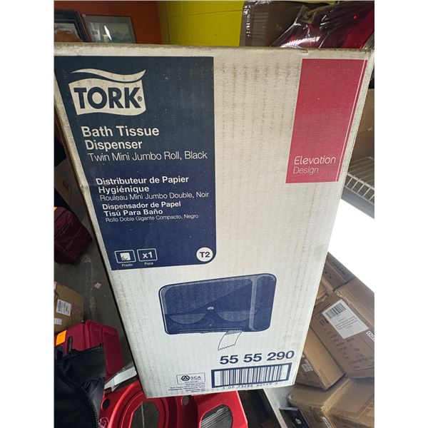 TORK BATH TISSUE DISPENSER TWIN MINI JUMBO ROLL BLACK
