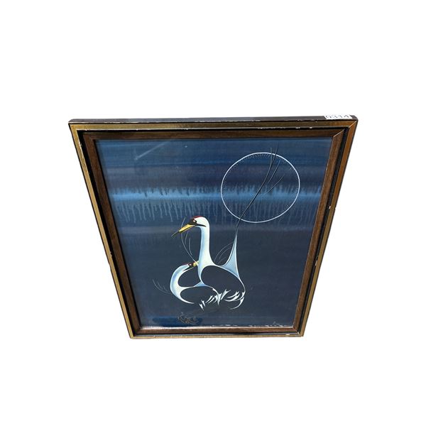 FRAMED  SWAN PAINTINGS  PRINT SIGN BY ARTIST BEAVER FROM STATE APPROX 18 IN X 22 IN