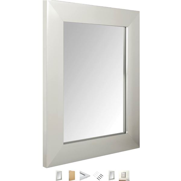 NEW AMAZON BASICS RECTANGULAR WALL MIRROR WIDE TRIM NICKLE - 24IN X 36IN