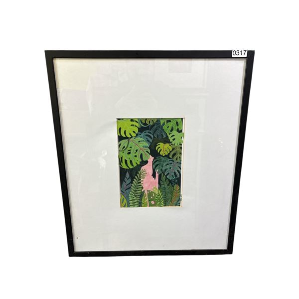 FRAMED " NUDE WOMAN IN FOREST" PRINT FROM ESTATE - APPROX 22 IN X 25.5 IN