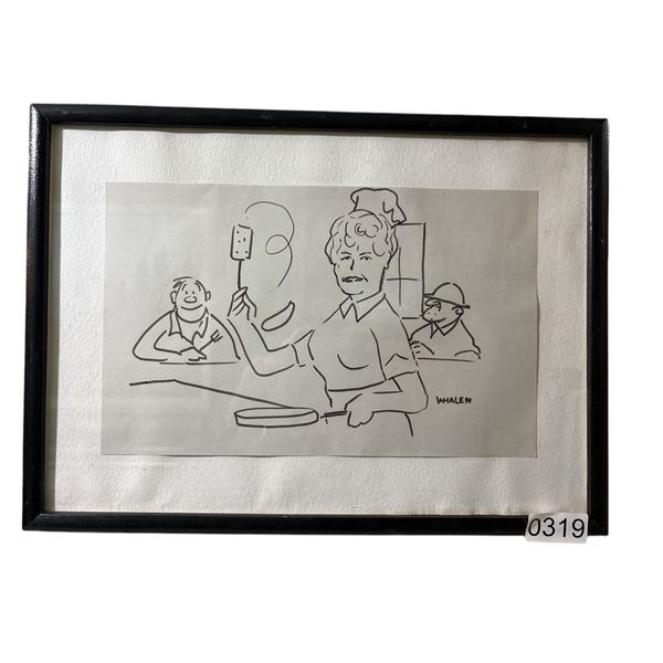 FRAMED WHALEN ART PRINT FROM ESTATE APPROX 15IN X 11IN