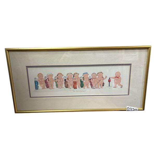 FRAMED "THE BOWL WASHERS" NUDE PRINT BY DIANNE L PATTERSON FROM ESTATE APPROX WITH ARTIST BIOGRAPHY