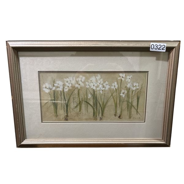 FRAMED PAINTING /  PRINT BY ARTIST BLUMB 18IN X 11.5 IN