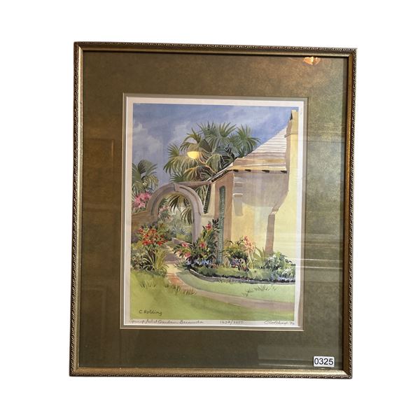 FRAMED C. HOLDING LIMITED EDITION #1637/2250 1994 "SPRING FIELDS GARDENS, BERMUDA" PRINT ON CANVAS 2