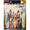Image 1 : ABSTRACT PAINTINGS ON CANVAS WITH ARTIST PHOTOGRAPHS 23.5 X 27.5 IN