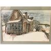 Image 2 : FRAMED ORIGINGAL "SNOWY LODGE" SIGNED BY ARTIST JOHNSON 1972 APPROX 19.5IN X 15IN