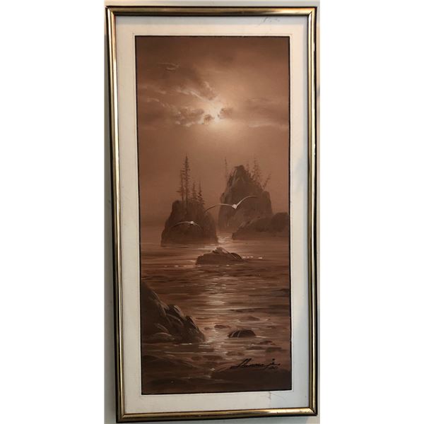 FRAMED PAINTINGS ON CANVAS SIGNED BY ARTIST APPROX 12IN X 24IN