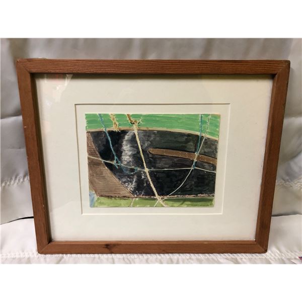 FRAMED  ABSTRACT PAINTING ON CANVAS SIGNED BY ARTIST 1991 APPROX 15IN X 12IN