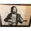 Image 2 : FRAMED BLACK AND WHITE MUSICIAN PLAYING GUITAR AND HARMONICA PAINTING/ PRINT APPROX 29IN X 23IN