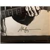 Image 3 : FRAMED BLACK AND WHITE MUSICIAN PLAYING GUITAR AND HARMONICA PAINTING/ PRINT APPROX 29IN X 23IN