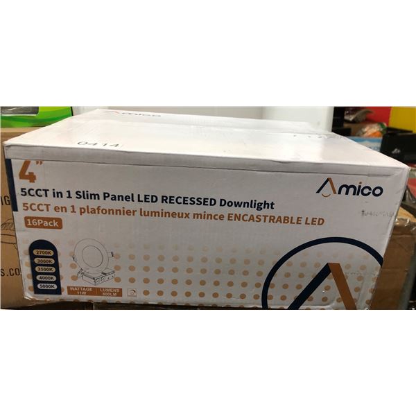 NEW AMICO 4 IN 16 PACK 5CCT IN ONE SLIM PANEL LED RECESSED DOWNLIGHT