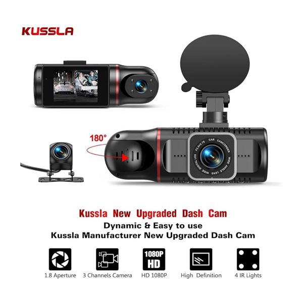 KUSSLA FRONT AND REAR AND INSIDE DASHCAM