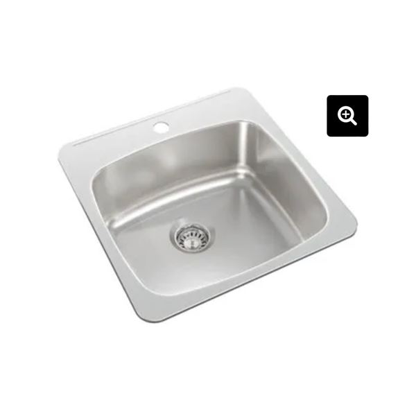 Wessan 8-Deep Drop-In 20.50-Inch X 20In Single Bowl Kitchen Sink In 20-Guage Stainless Steel Mirror 