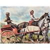 Image 2 : VINTAGE "HORSE CARRIAGE" FRAMED PAINTING SIGNED BY ARTIST ON CANVAS 20IN X 16IN