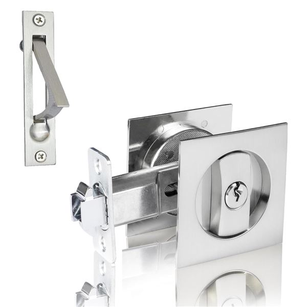 5 PCS Dontay Pocket door lock with key colour: brushed nickel.