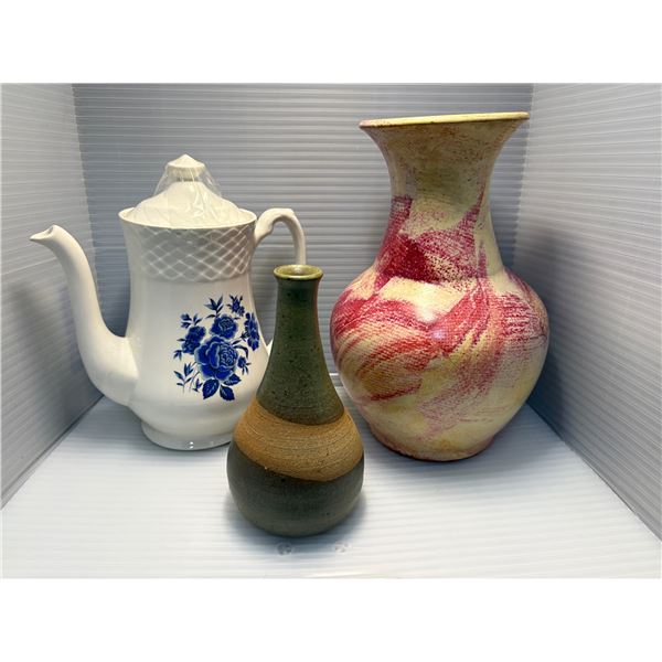 Group of 3 decorative vases largest one approx. 11IN tall