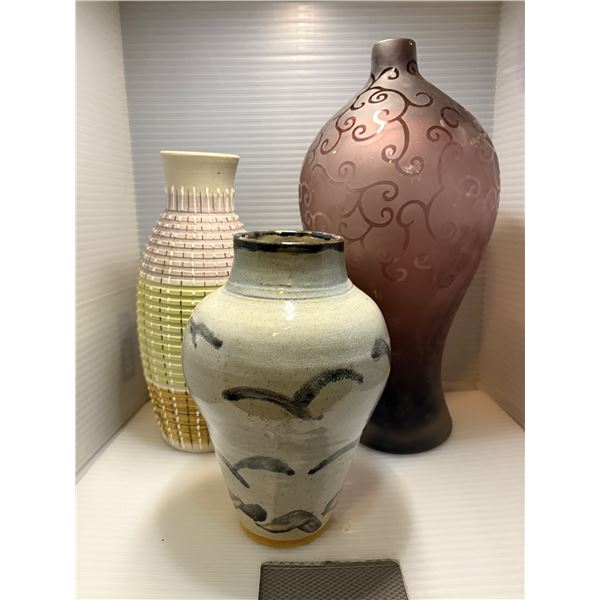 Group of assorted decorative wases largest one approx. 15IN tall