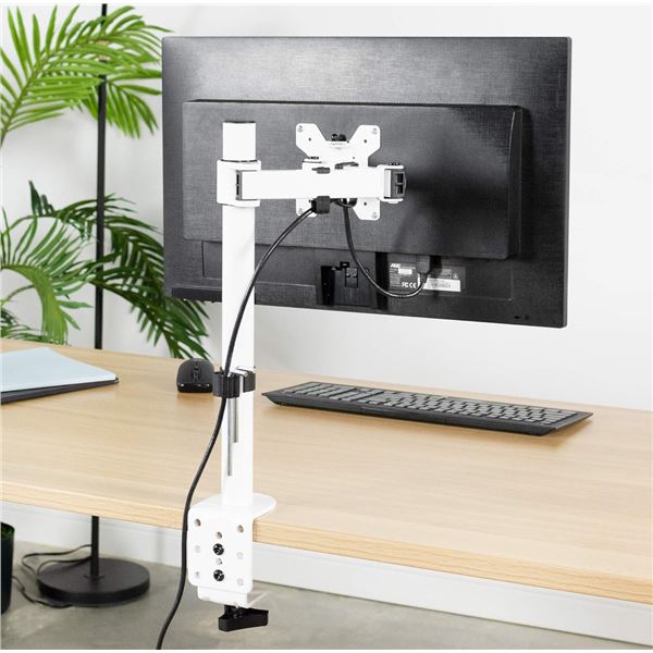 VIVO single monitor arm desk mount, holds screens up to 32in regular and 38in ultrawide, fully adjus