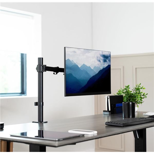 VIVO single monitor arm desk mount, holds screens upto 32in regular and 38in ultrawide, fully adjust
