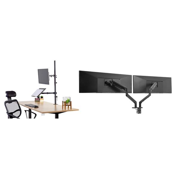 VIVO mechanical arm dual ultrawide monitor desk mount & single monitor and laptop extra tall desk mo