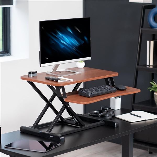 VIVO 26" dark walnut/black compact desk riser DESK-V026KA retail $139.99 (refurbished in box)