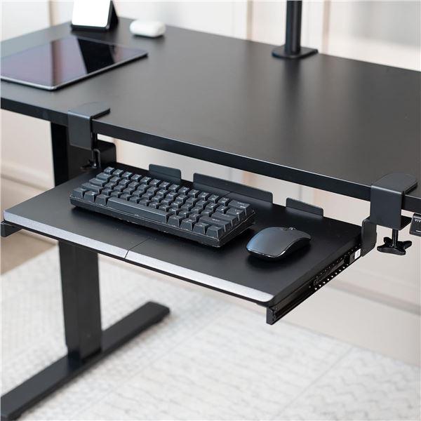 VIVO 51cm black clamp-on keyboard small tray MOUNT-KB05ES, retail per pc $59.99, total lot retail va