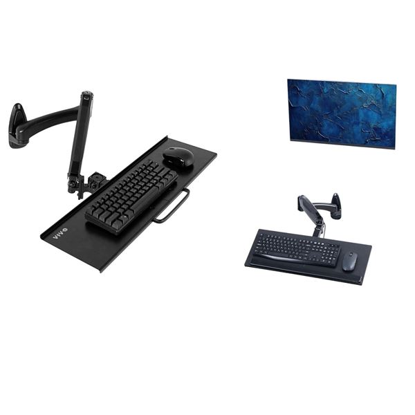 VIVO black pneumatic wall mounted keyboard tray MOUNT-KB35A & 2pc KB35B