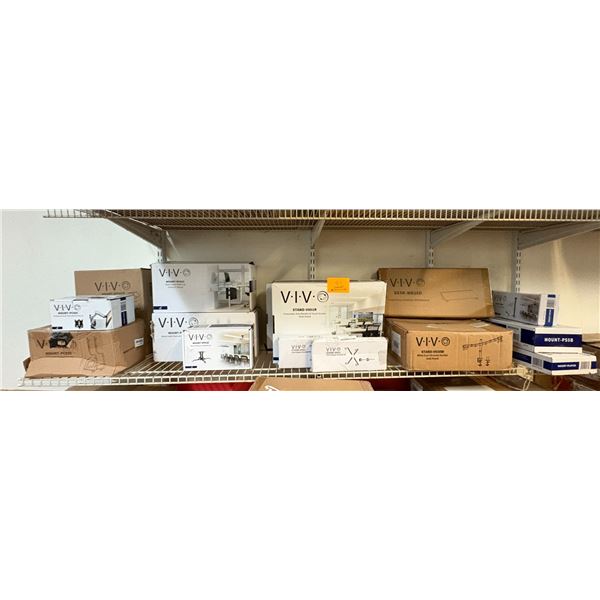Large group of assorted VIVO mounts & accessories - black projector ceiling mount, ultrawide dual mo