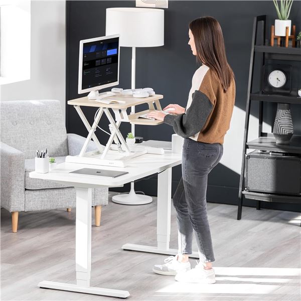 VIVO 26" light wood/white compact desk riser DESK-V026KF - retail $149.99 (refurbished in box)