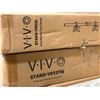 Image 2 : Large group of assorted VIVO monitor mounts & accessories - white dual monitor desk stand, white loc