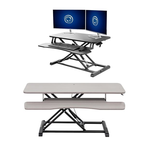 2pc - VIVO 36" black desk riser DESK-V036KB & 32" black desk riser DESK-V000K (refurbished in boxes)