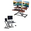 Image 1 : 3pc - TechOrbits wood grain 32" sit stand desktop workstation, VIVO 32" black desk risers DESK-V000K