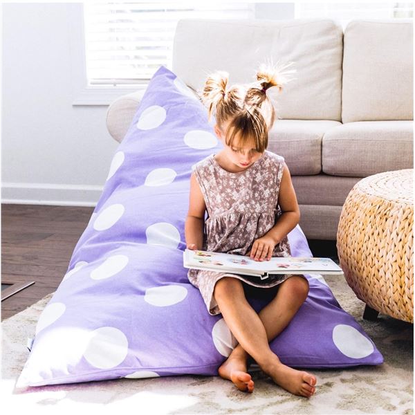 New Butterfly Craze purple polka dot bean bag chair cover, retail per pc $27.99, total lot retail $6