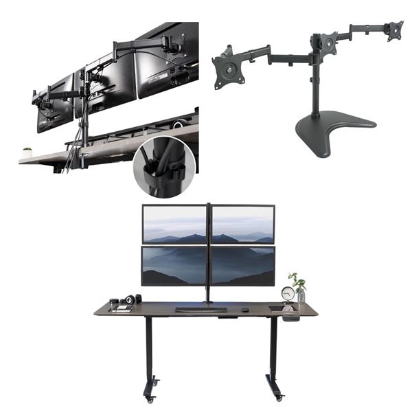 3pc - VIVO V003M triple monitor desk mount, V004 quad monitor desk mount & V003P triple monitor desk