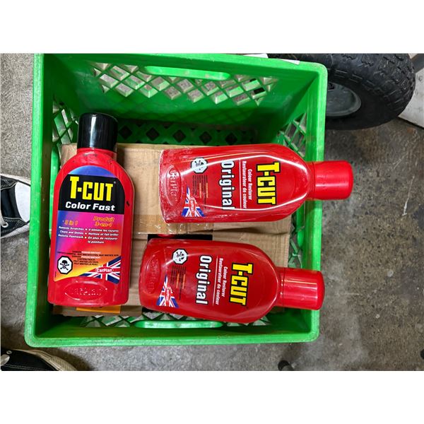 Box of new T-cut color restorer original bottles