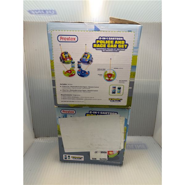 2pc Prextex 2-in1 cartoon police and race car sets