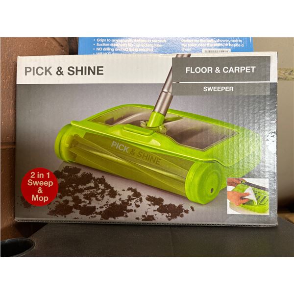 New Pick & Shine floor and carpet mop & sweeper in box