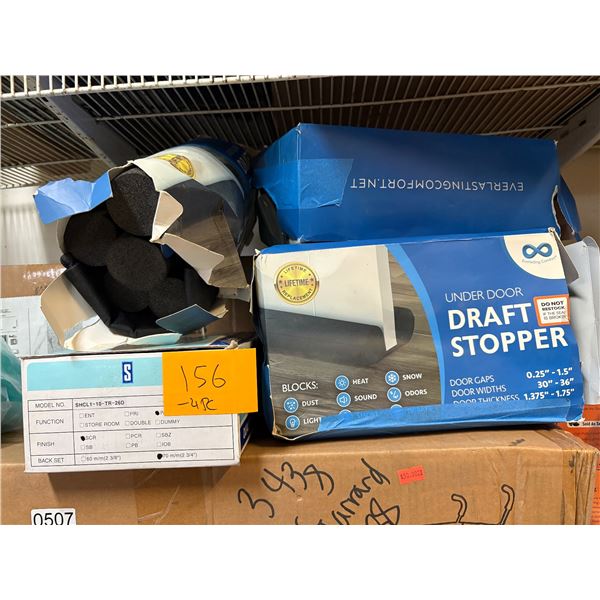 Group of underdoor draft stoppers & door lock