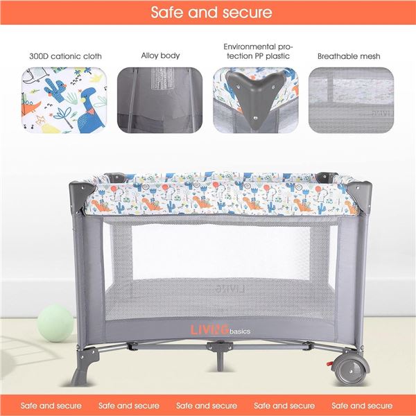 Living Basics baby playard LB-BPC-01-Grey