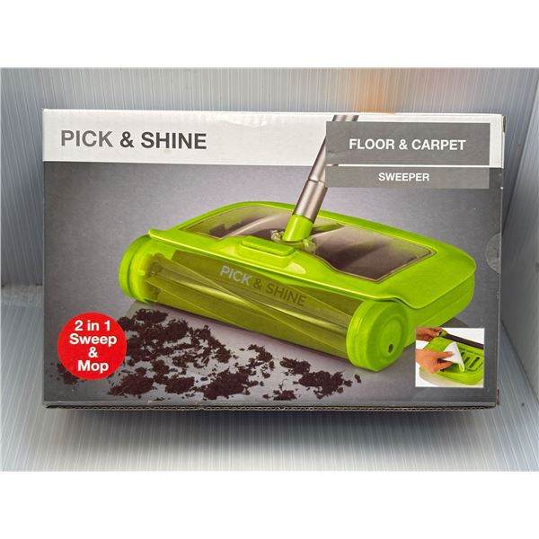 New Pick & Shine floor and carpet mop & sweeper in box