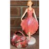 Image 1 : Vintage Goebel's 1984 Collectible Lady in Pink Figurine & Trinket Box  7"tall