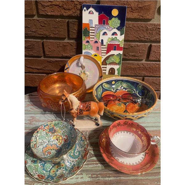 Assortment of Unique Home Decor  Atlas China Tea Cup & Saucer, Royal Grafton China,  Horse, Wall Han