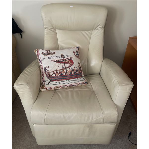 Leather Reclining Swivel Chair w/ Pillow  27"w x 29"d x 54" tall
