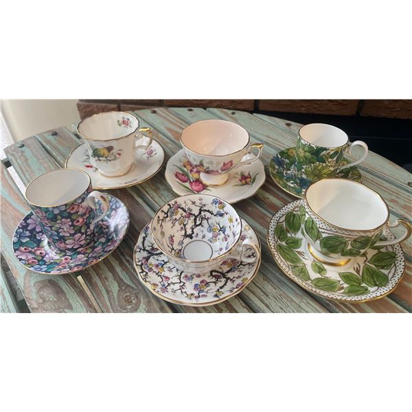 Six Collectible Tea Cups & Saucers  Royal Albert & Aynsley