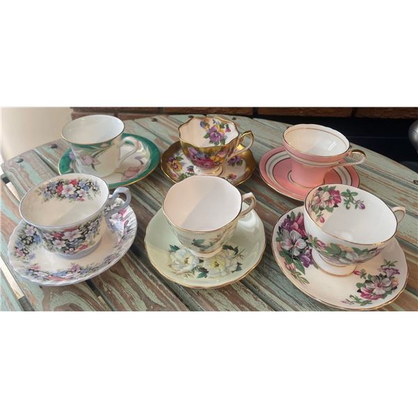 Six Collectible Tea Cups & Saucers  Royal Albert & Aynsley