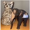 Image 1 : Pottery Like Built Cat & Elephant Sculpture  Cat=9"tall Elephant=6" tall